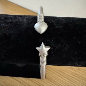 Silver Heart and Star Bangle Bracelet